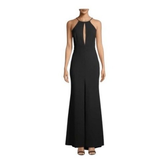 Jay Godfrey Bertoia Evening Gown Black Crepe Cutout Sleeveless Maxi Dress 8